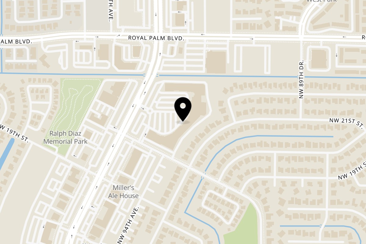 Map showing the location of Livello® on 2047 N University Dr in Coral Springs